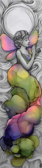 Free abstract angel art bookmark featuring a mostly green dress abstract angel